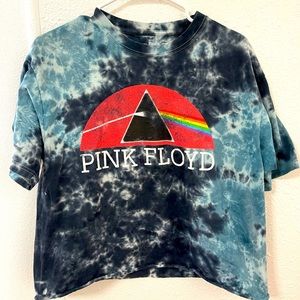 Vintage Pink Floyd blue tie dye crop top